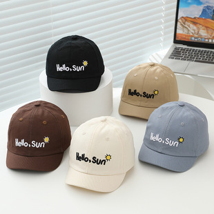 婴儿帽子春秋季时尚刺绣短檐宝宝鸭舌帽男女儿童棒球帽遮阳帽