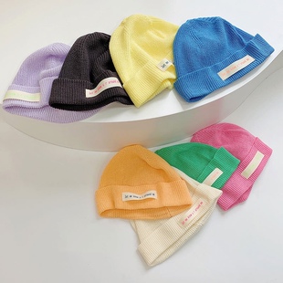 ins韩版儿童帽子春秋洋气女童毛线帽宝宝薄款针织帽男童瓜皮帽潮