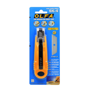 原装日本爱利华OLFA安全刀工艺刀美工刀SK-4拆快递拆箱裁纸刀包裹开箱器自动弹回安全作业切割刀