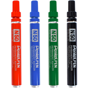 Pentel派通N50油性永久性记号笔NN50不褪色通用环保低气味圆头粗笔办公仓储工厂工业标记笔