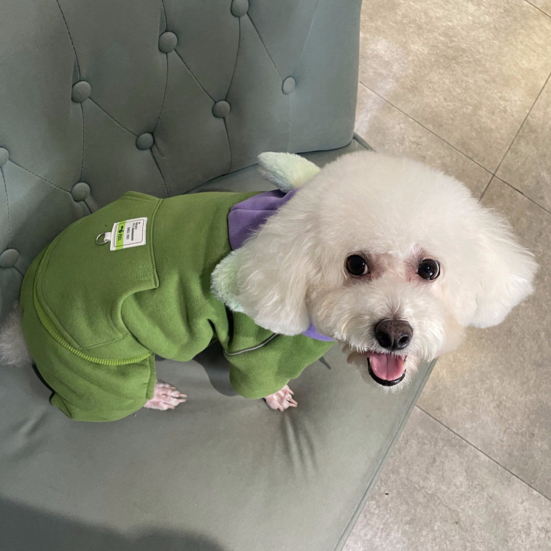 狗狗衣服秋冬四脚雪纳瑞比熊泰迪卫衣加厚加绒中小型犬保暖棉冬装