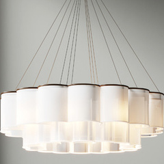 现代简约餐厅吊灯白色圆环层叠大气别墅主卧创意灯具