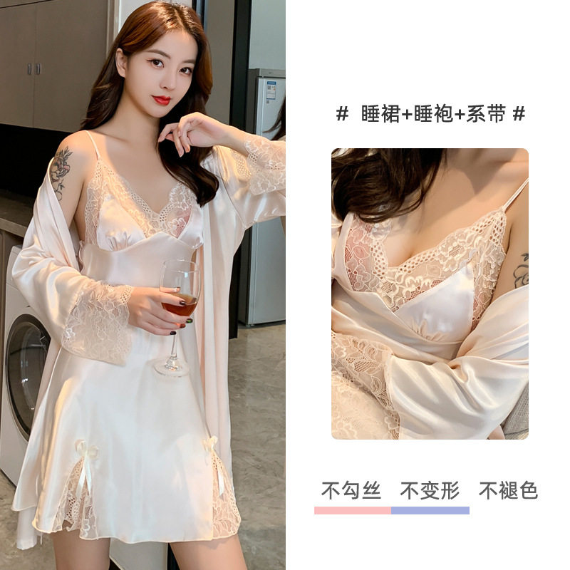 睡衣女2025年新款夏季真丝网红爆款冰丝吊带睡裙春季半袖小个子