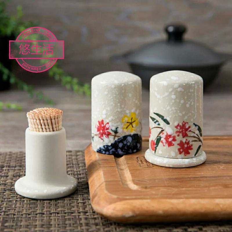 悠生活日式雪花陶瓷牙签筒花梨木家用牙签盒客厅创意牙签桶红木罐