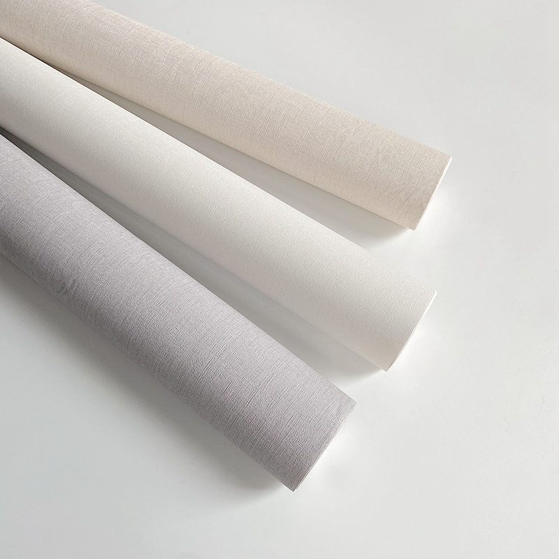 浅灰色简约素色麻布十字纹墙纸 卧室客厅书房酒店 浅色系纯色壁纸