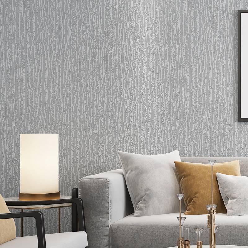 烟灰色3D精压纯色墙纸 卧室客厅书房酒店 轻奢简约素色浮雕纹壁纸