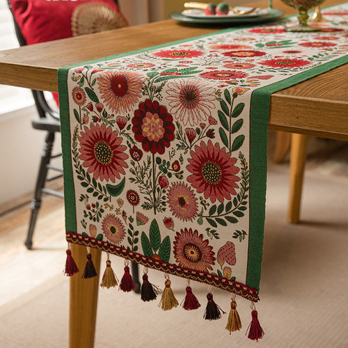 轻奢美式田园风桌旗布