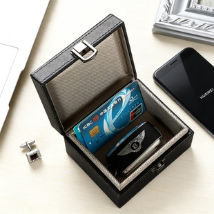 多功能大号小号十字纹高档黑色抗氧化RFID汽车屏蔽钥匙盒手机盒箱