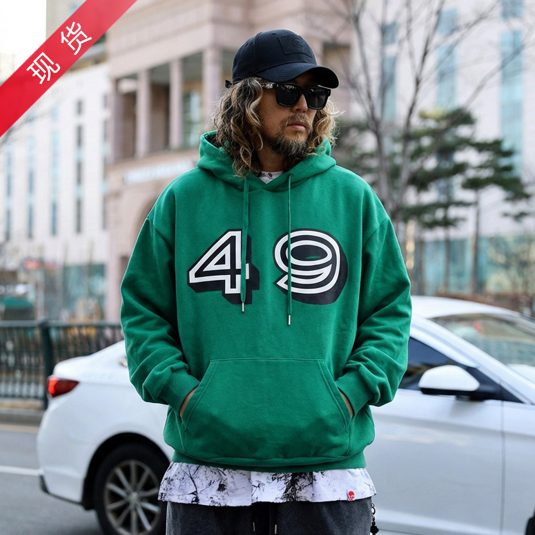 韩国潮牌春季加绒数字动漫印花连帽衫韩风宽松运动休闲套头卫衣男