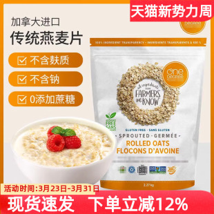 加拿大进口One Degree发芽纯燕麦片无麸质谷物营养早餐代餐2.27kg