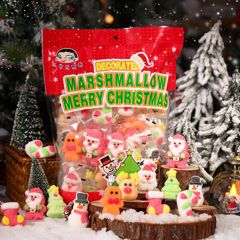 圣诞糖果圣诞节棉花糖高颜值可爱圣诞老人树小软糖平安夜礼物袋装