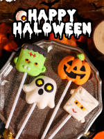 Halloween candies, funny pumpkin ghosts, marshmallows, lollipops, creative and cute Halloween gifts for children thumbnail 3