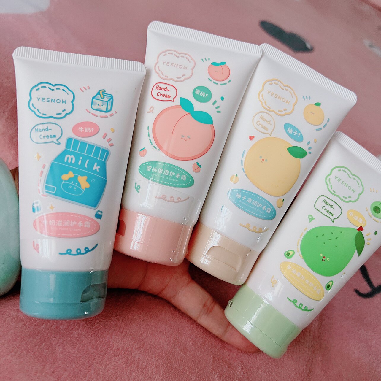 盈雪蜜桃牛油果牛奶柚子水果味护手霜滋润保湿不油腻学生女润手霜