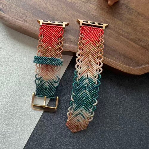 杨玉环.手工编织蜡线苹果表带款手绳成品iWatchS11编织绳民族风