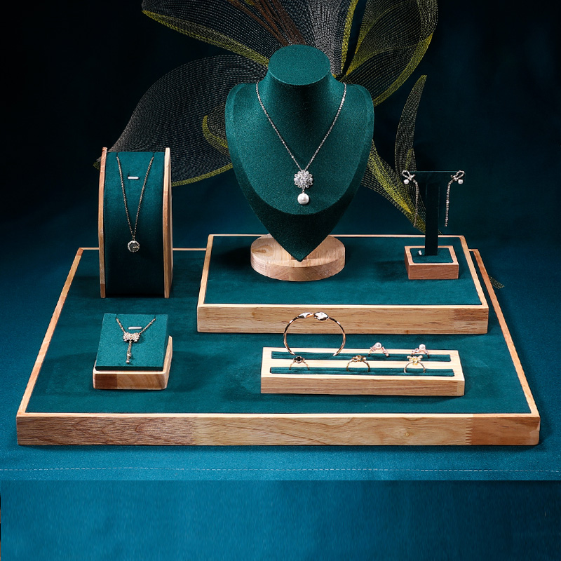 墨绿柜台珠宝展示道具组合首饰展示架饰品耳钉手镯戒指项链摆放架