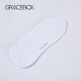 GraceBox男女同款纯棉浅口隐形硅胶防滑不掉跟薄款防臭船袜4双装