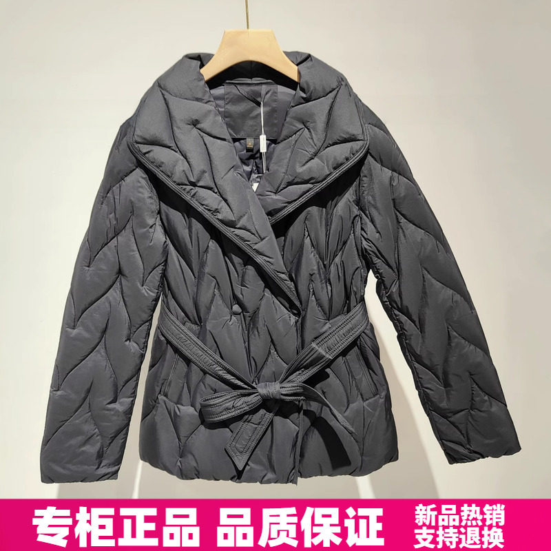 紫萱雅MBY25D166锦彧2025冬季时尚百搭系带轻薄款翻领羽绒服外套