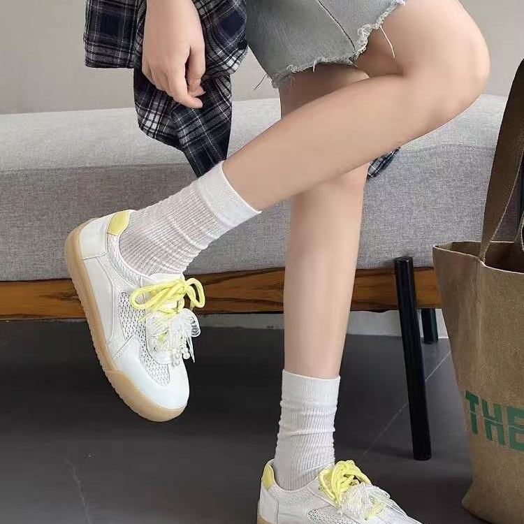 688真皮透气网面平底德训鞋女夏新款运动休闲鞋百搭橡胶底阿甘鞋