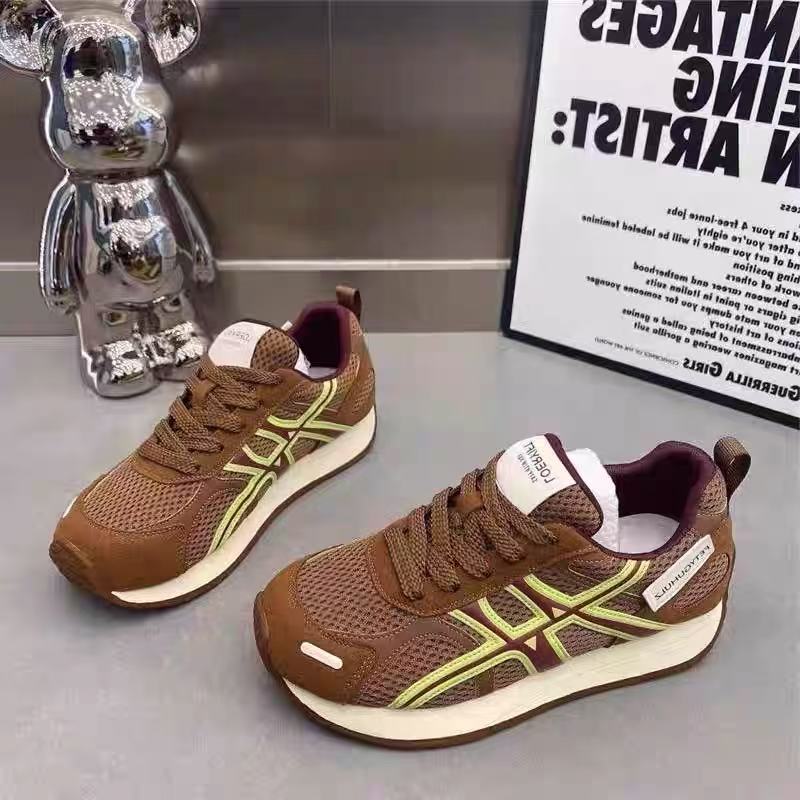 1007欧货阿甘鞋冬2025新款圆头系带厚底增高百搭复古休闲运动鞋