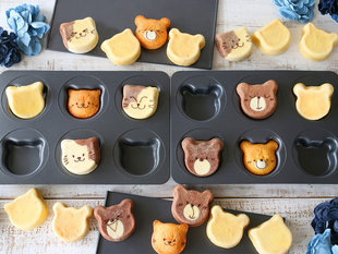 中国产 日本采购cotta小熊小猫英式 马芬带盖6连不沾烘焙模具