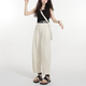 神裤 压褶宽松阔腿高腰休闲九分米白裤 简约即万能 精分