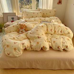 双层纱全棉四件套a类纯棉纱布被罩夏被母婴被单被套床单床上用品