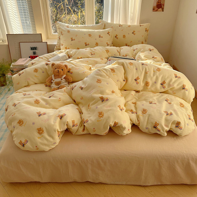 双层纱四件套纱布清新柔软