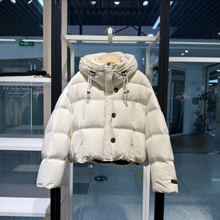 洋气休闲短款连帽羽绒服女厚款90白鸭绒面包服时尚小个子外套