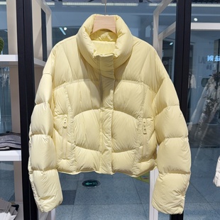 韩系泡芙云朵羽绒服90白鸭绒2025冬季 小个子保暖外套 立领轻便短款