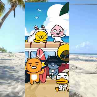friends卡通浴巾海边游泳沙滩巾儿童可爱洗澡大毛巾吸水 kakao
