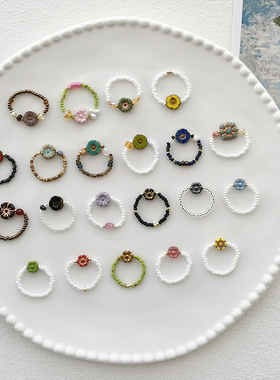 新款戒指小花花弹力线简约