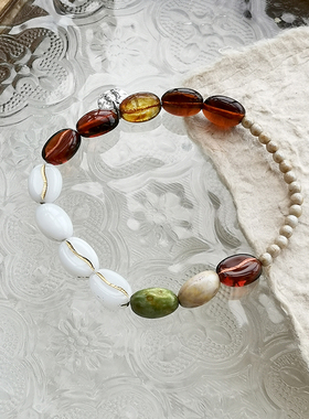 花糖｜咖啡香｜捷克琉璃咖啡豆串珠首饰手链小众时尚百搭混搭礼物