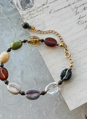 花糖｜咖啡豆星人-捷克琉轻复古璃咖啡串珠手链小众饰品礼物手串