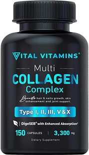 Multi Collagen Pills (Types I,II,III,V,X) 150 Capsules 3300