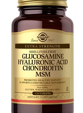 代购Solgar Glucosamine Hyaluronic Acid Chondroitin MSM, 120T