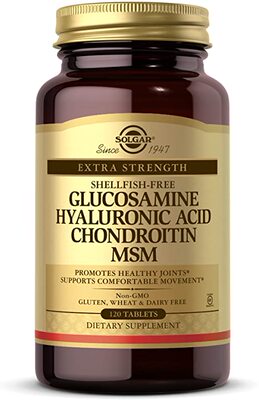 代购Solgar Glucosamine Hyaluronic Acid Chondroitin MSM, 120T