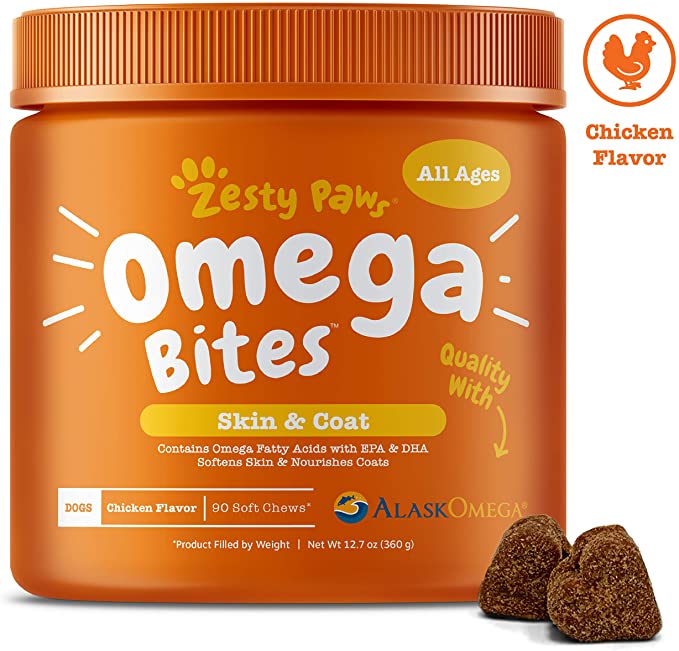 Zesty Paws Omega 3 Alaskan Fish Oil Chew Treats for Dogs - w