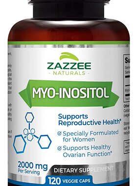 Zazzee Myo-Inositol 120 Veggie Capsules, 2000 mg per Serving