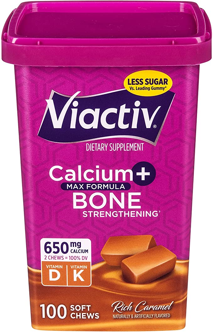 Viactiv Calcium+Vitamin D3 Supplement Soft Chews, Caramel,