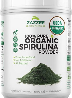 Zazzee USDA Organic Spirulina Powder 2.2 Pounds (1 KG), 303