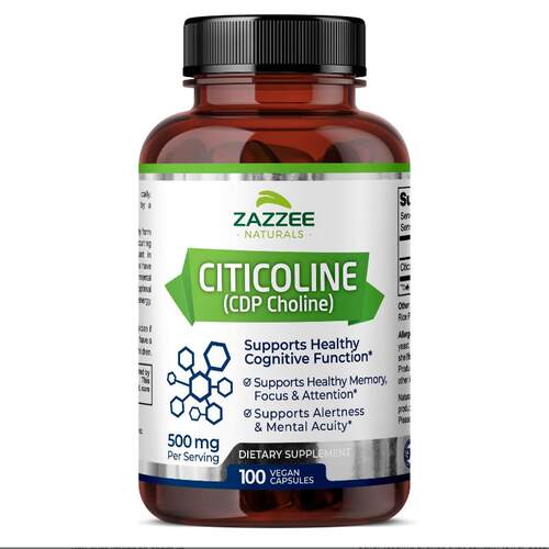 Zazzee Extra Strength Citicoline 500 mg per Serving100 Vegan