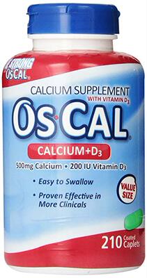 代购OsCal 500 mg Calcium + 200 IU Vitamin D3 Caplets Calcium