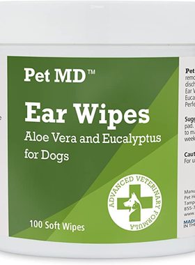 Pet MD - Dog Ear Cleaner Wipes - Otic Cleanser for Dogs to S