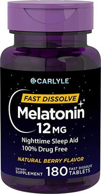Carlyle Melatonin 12 mg Fast Dissolve 180 Tablets | Nighttim
