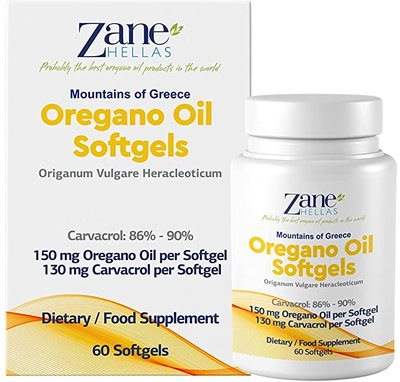 Zane Hellas Oregano Oil 60 Softgels. The Highest Concentrati