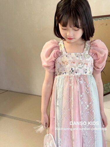 清仓Ds正版韩货设计师品牌女童连衣裙高定刺绣汉服裙国风纱裙