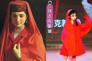 Cosplay靳尚谊名作油画《塔吉克新娘》服装饰品帽子红头巾道具