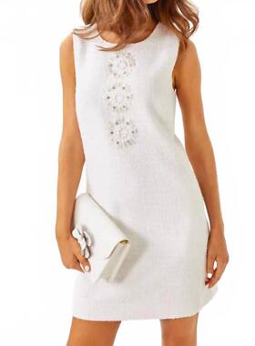 代购Lilly Pulitzer女士连衣裙显瘦修身无袖白色夏季宴会短裙