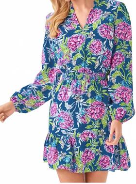 代购Lilly Pulitzer女士连衣裙显瘦修身雪纺印花夏季度假短裙