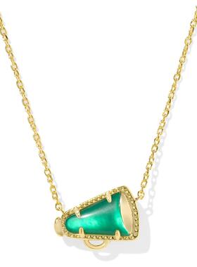代购Kendra Scott女士项链简约可爱精致个性金色链条绿色贝壳